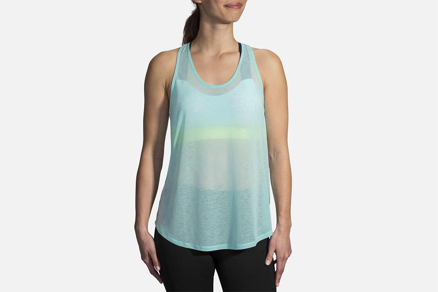 Brooks Hot Shot Women Clothing & Running Tank Green XSI612439